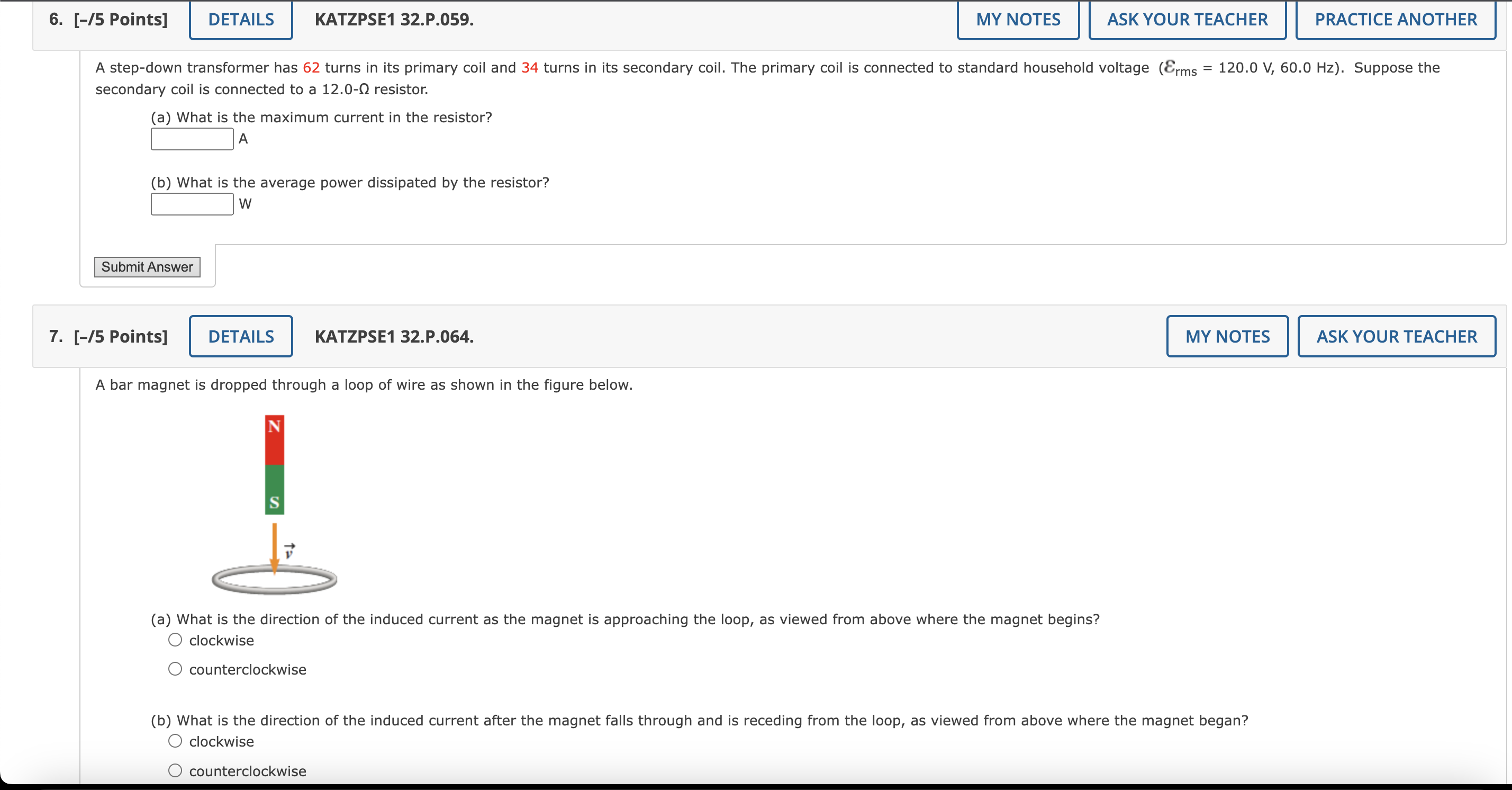  6. [-/5 Points] DETAILS KATZPSE1 32.P.059. MY NOTES ASK YOUR TEACHER