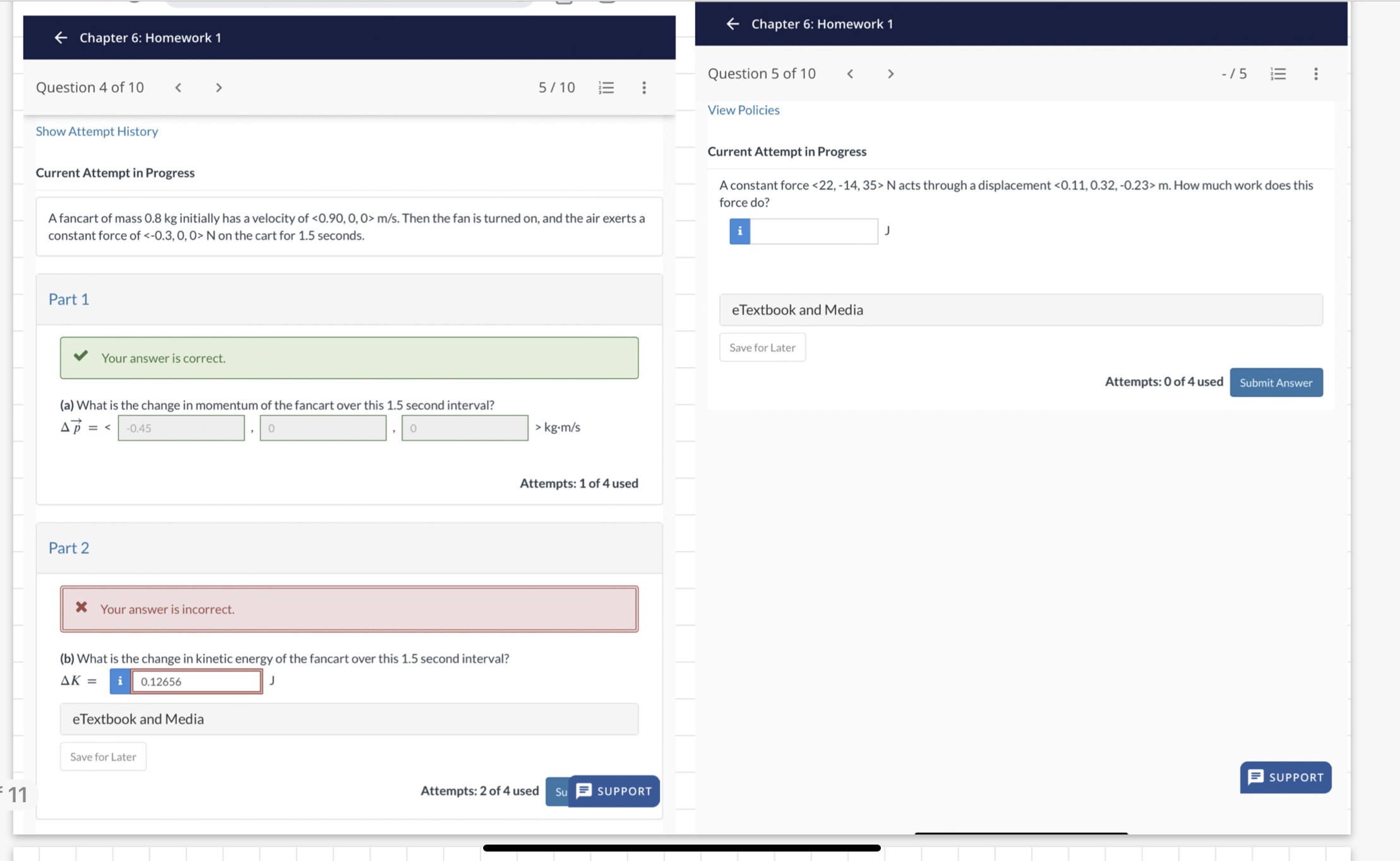 N acts through a displacement m. How much work does this