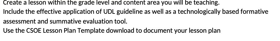 Create a lesson within the grade level and content area you