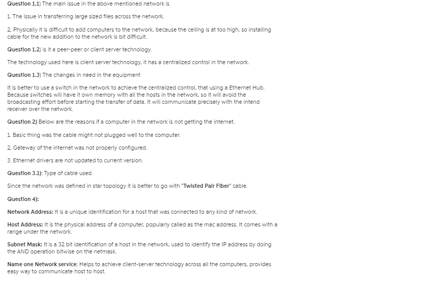 Consider all problems below Question 1.1) The main issue in the above