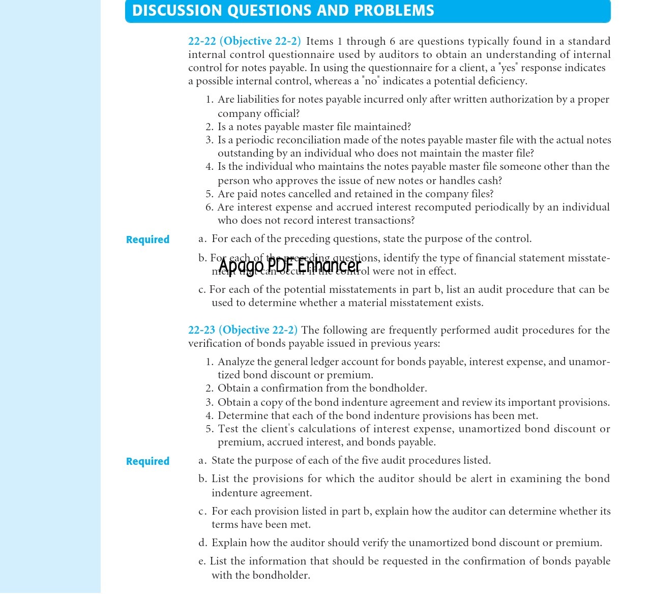 DISCUSSION QUESTIONS AND PROBLEMS Required Required 222 2 (Objective 22-2} Items