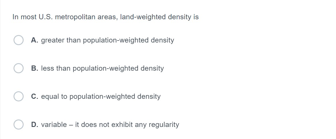is: A. The amount of \"buildable\" land in an urban area B.