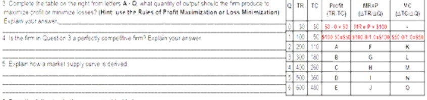 Complete the table on the night from letters A . O.