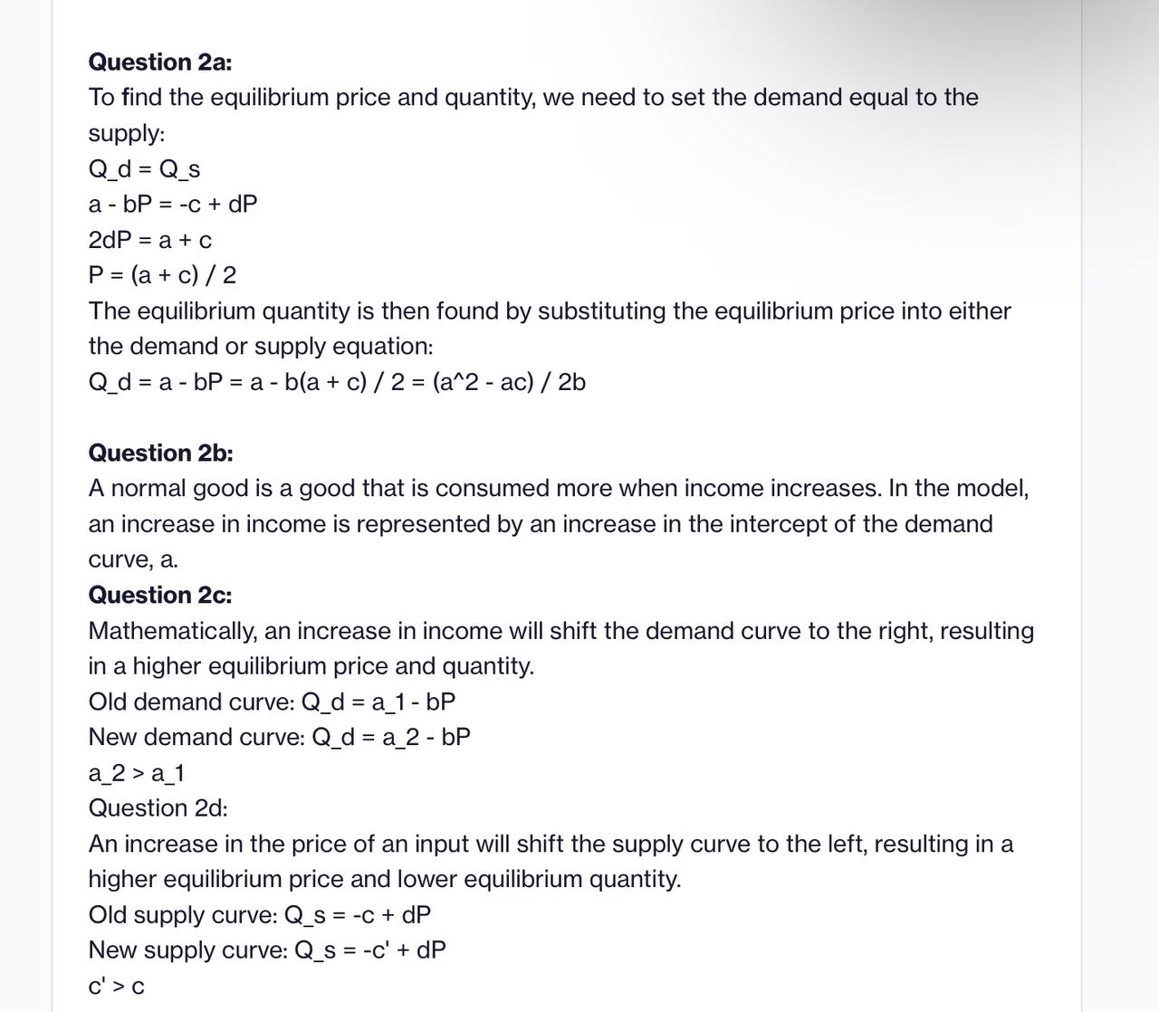 equations: Denitions of Variables Y is national income. C is consumption spending.
