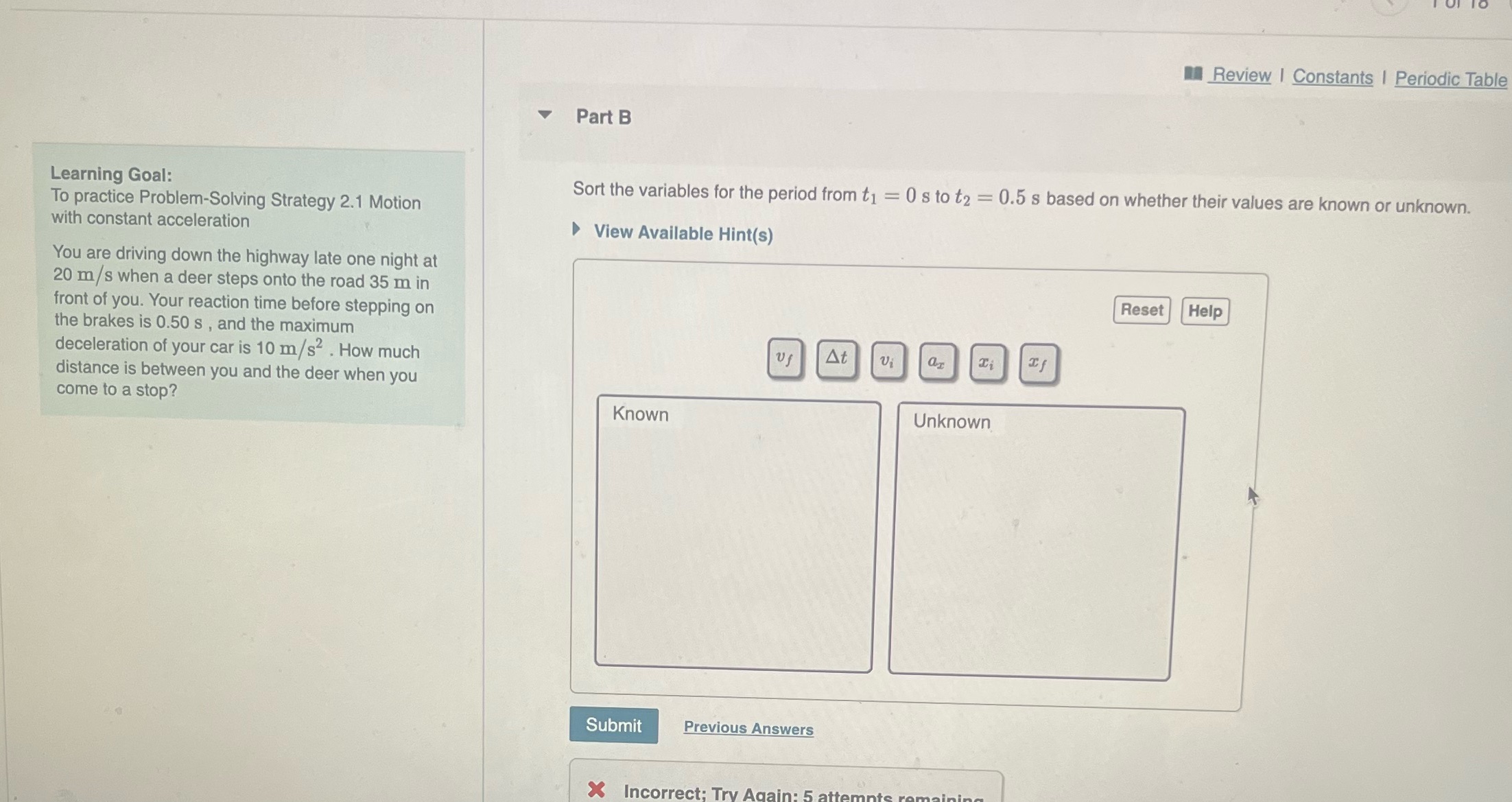 Pls help! Review | Constants | Periodic Table Part B Learning Goal: