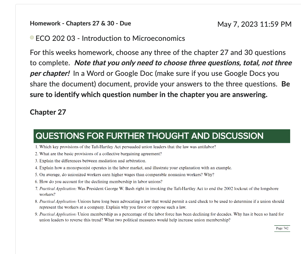 Homework - Chapters 27 & 30 - Due May 7, 2023