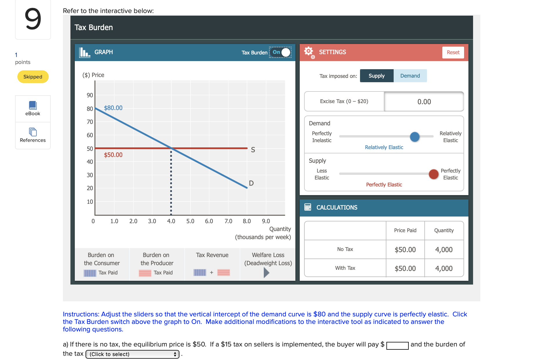 Quantity Price Paid Quantity (thousands per week) No Tax Burden on Burden