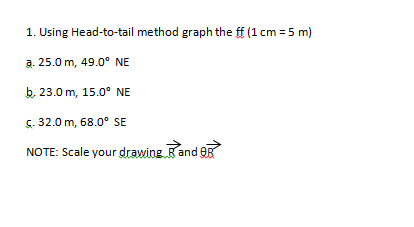  1. Using Head-to-tail method graph the ff (1 cm = 5