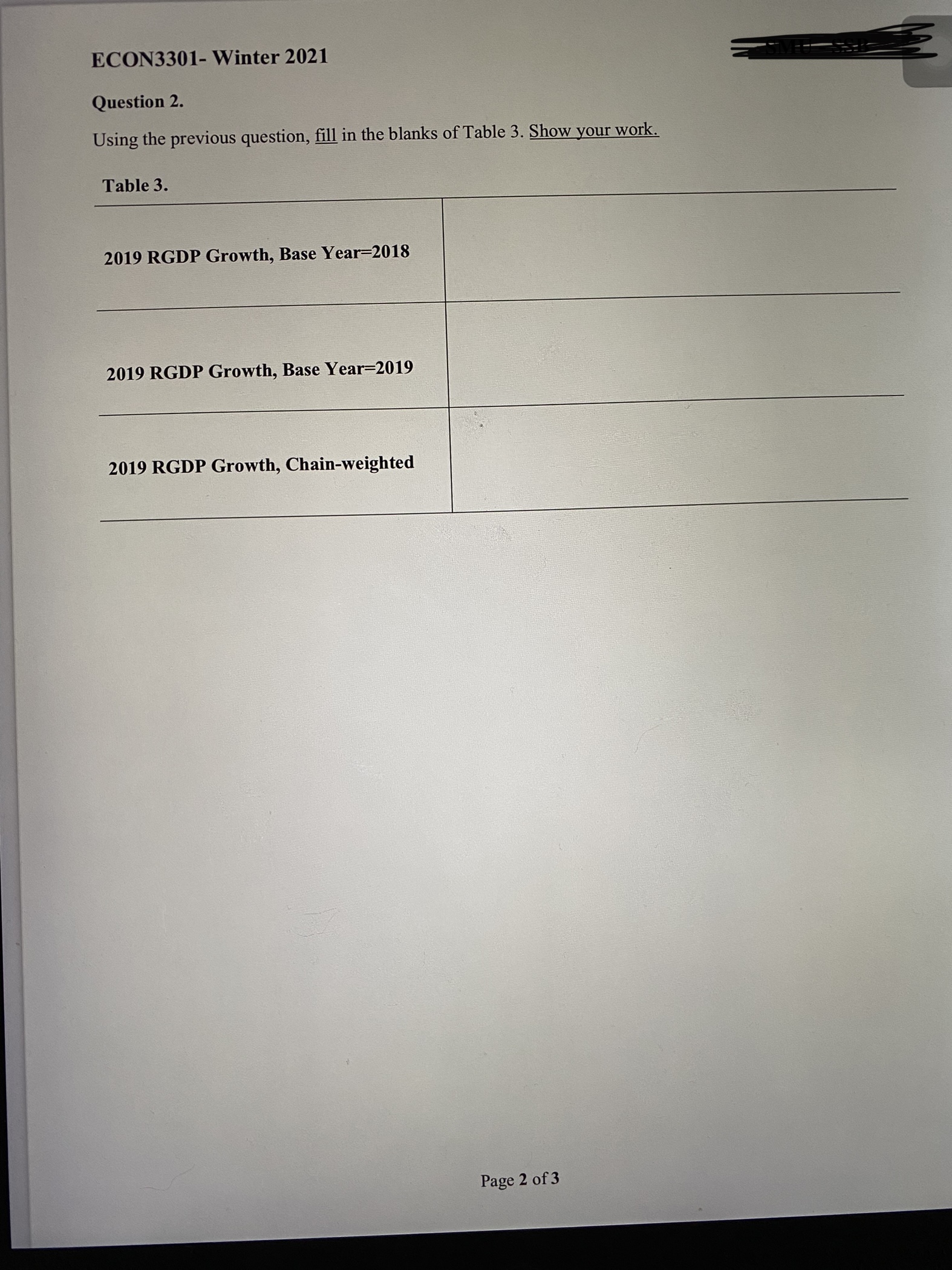 using table one fill up table 2 and 3. Showing the work