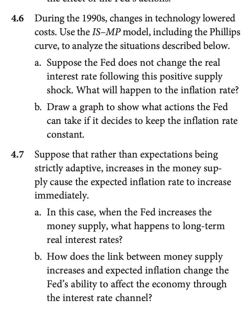 4.6 During the 1990s, changes in technology lowered costs. Use the