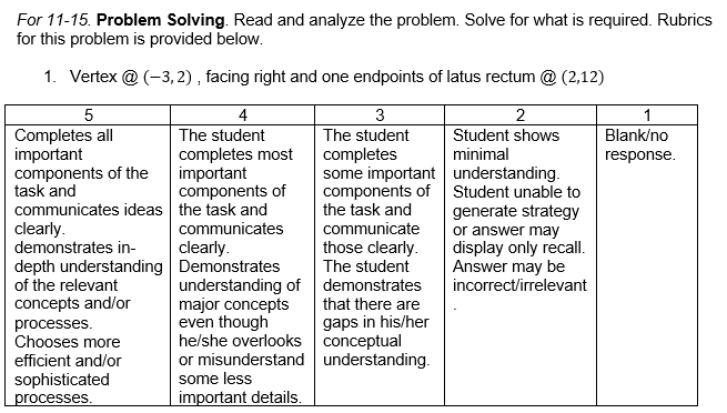 For 11-15. Problem Solving. Read and analyze the problem. Solve for