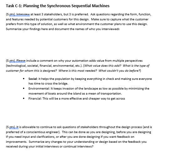  Task C-1: Planning the Synchronous Sequential Machines (5 pts) Interview at