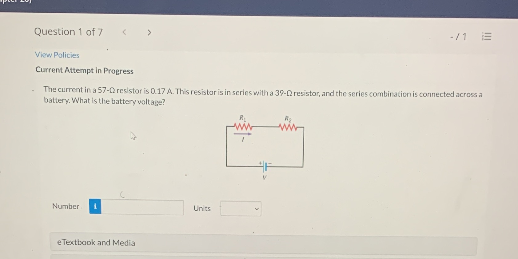 Question 1 of 7 View Policies Current Attempt in Progress The current