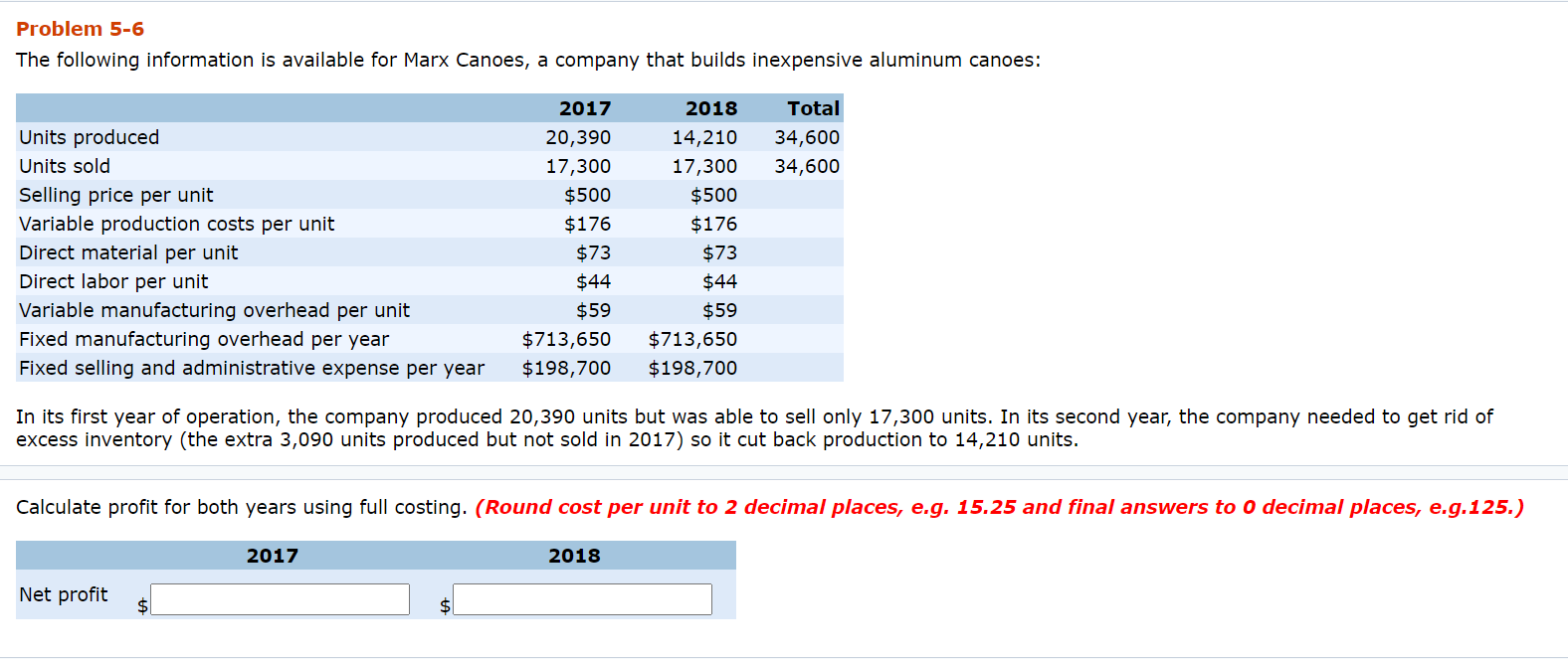 Hi, Please have a look at the question. Thanks Problem 5-6 The