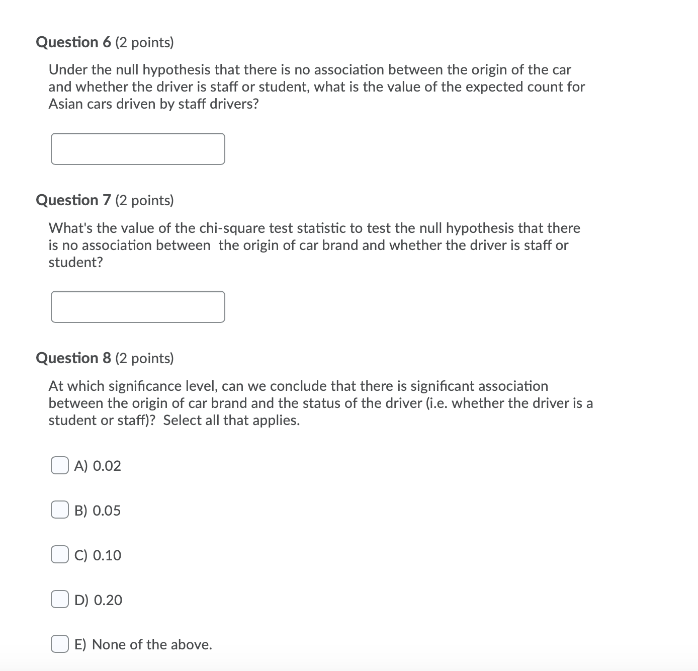 C in what follows. A random survey of autos parked in a