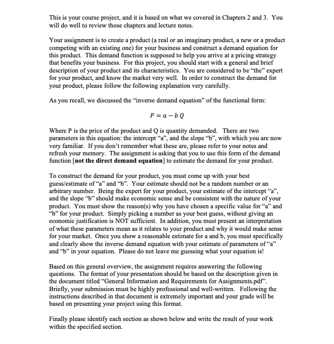  This is your course project, and it is based on what