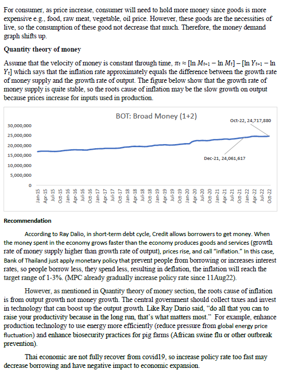 inflation and its impact on households/businesses and monetary policy in Thailand" please