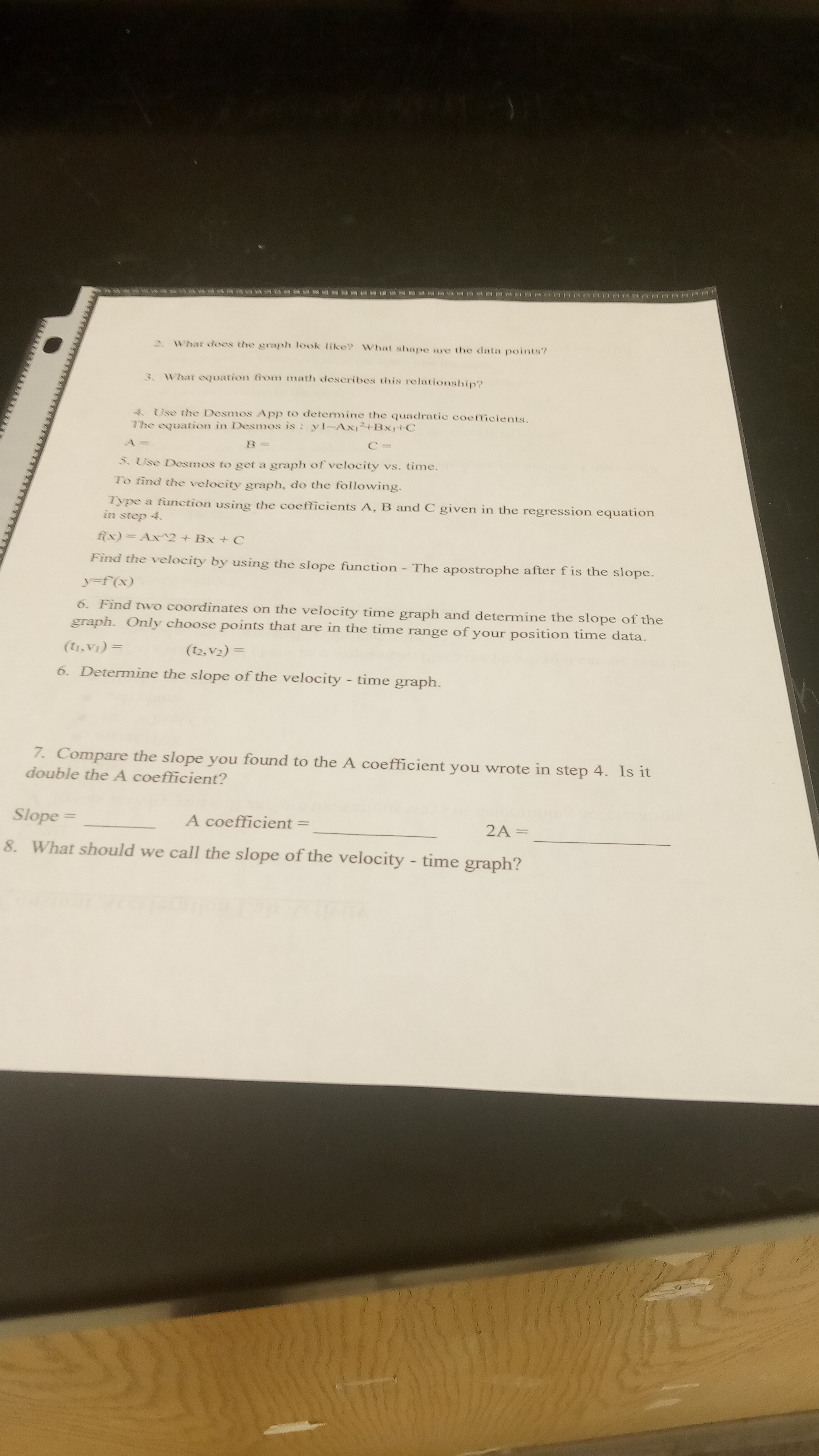 2. What does the graph look like? What shape are the