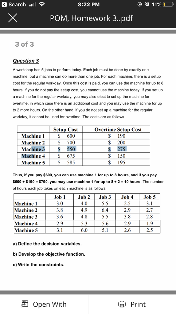 for up to 8 agents). (a) Use MS-Excel to lay out a