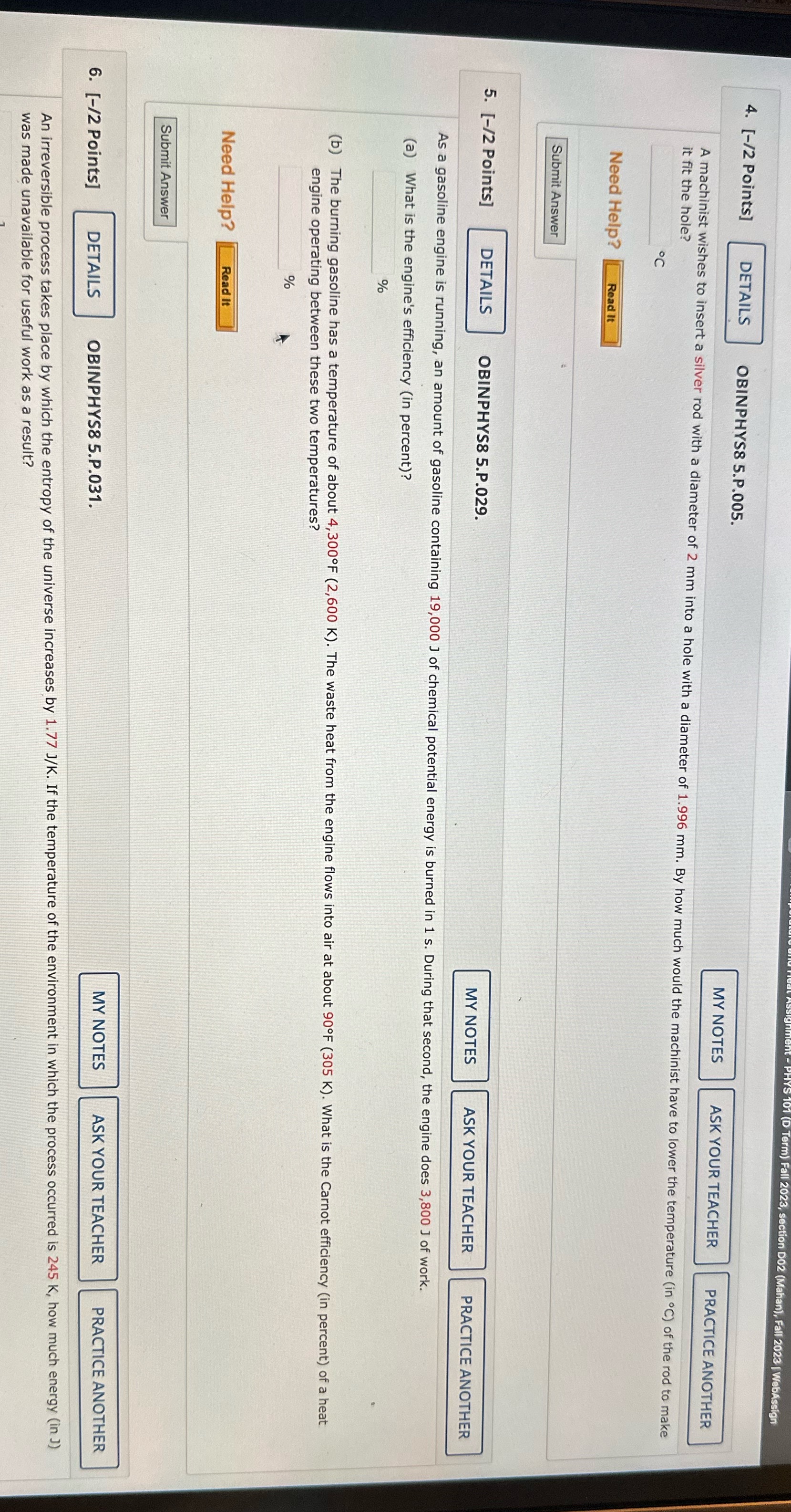  ection DO2 (Mahan), Fall 2023 | WebAssign 4. [-/2 Points] DETAILS