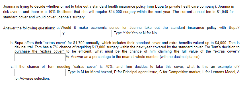 Help please Joanna is trying to decide whether or not to take