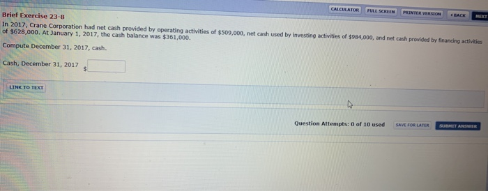 explain thw answer pleAse CALCULATOR FORL SCREEN PRINTER VERSION BACK NO Brief