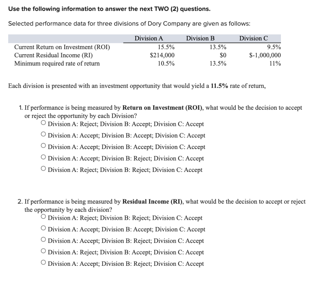  Use the following information to answer the next TWO (2) questions.