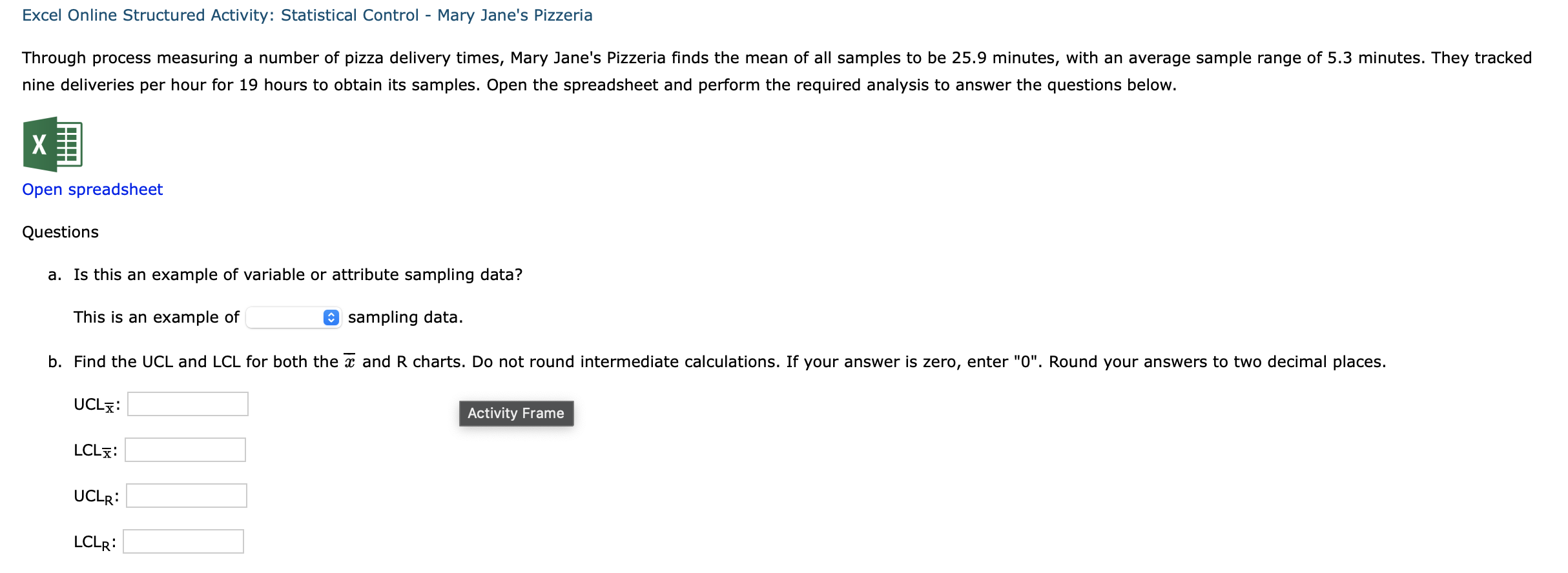 Excel Online Structured Activity: Statistical Control - Mary Jane's Pizzeria nine
