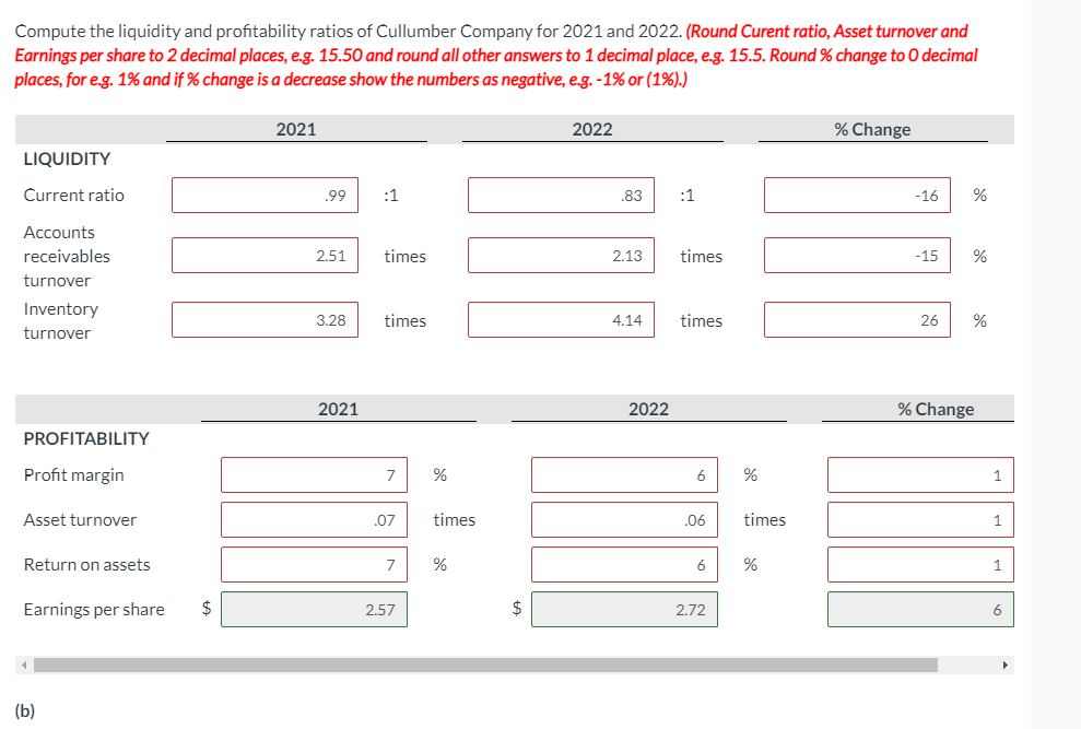 for Cullumber Company. CULLUMBER COMPANY Balance Sheets December 31 0.8/6 Assets Cash