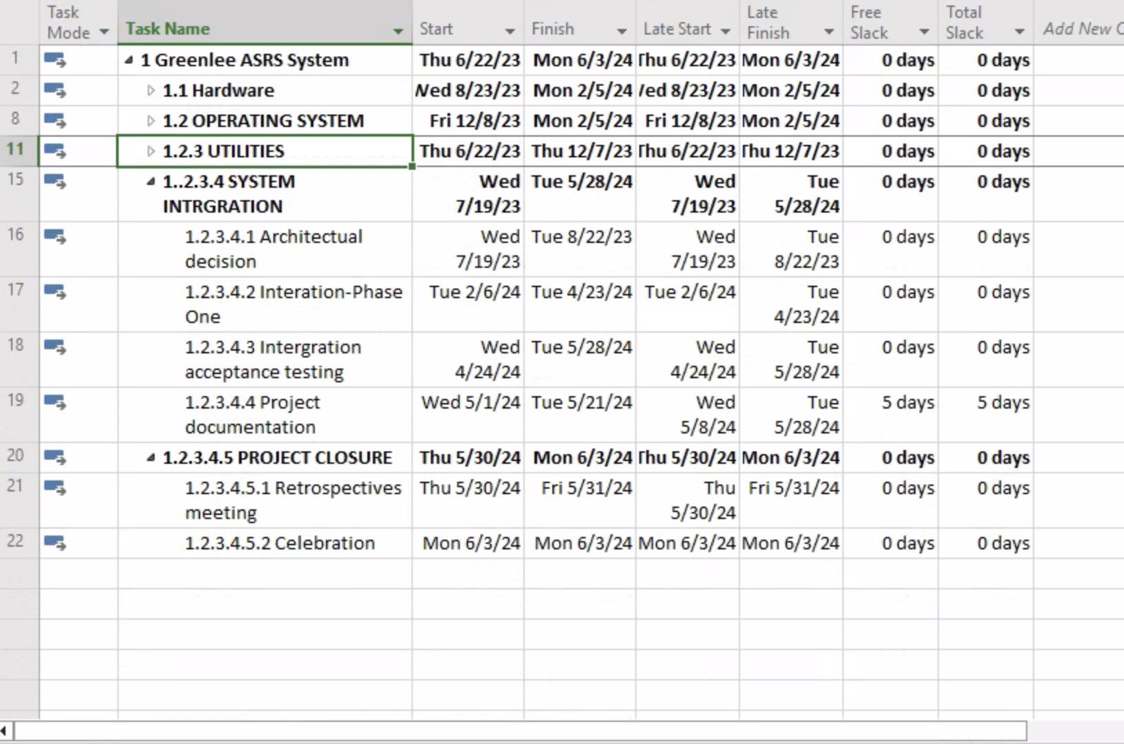 . Finish Slack Slack Add New C 1 Greenlee ASRS System Thu