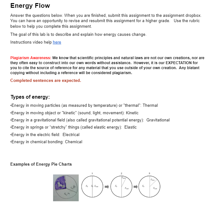 Energy Flow Answer the questions below. When you are finished, submit