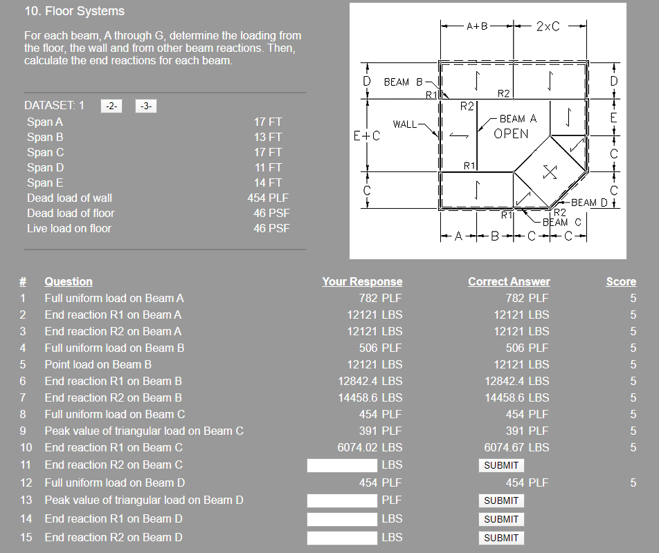 10. Floor Systems For each beamr A through G, determine the