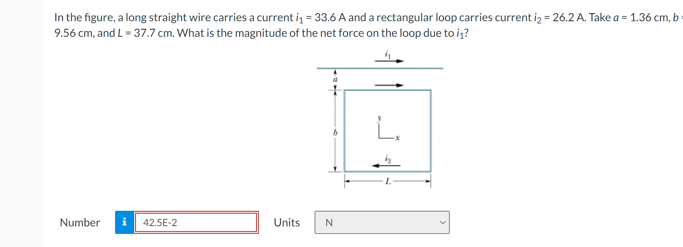  In the gure, a long straight wire carries a current i1