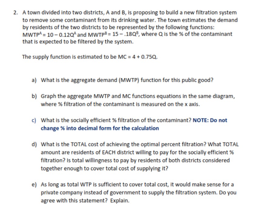  2. A town divided into two districts, A and B, is