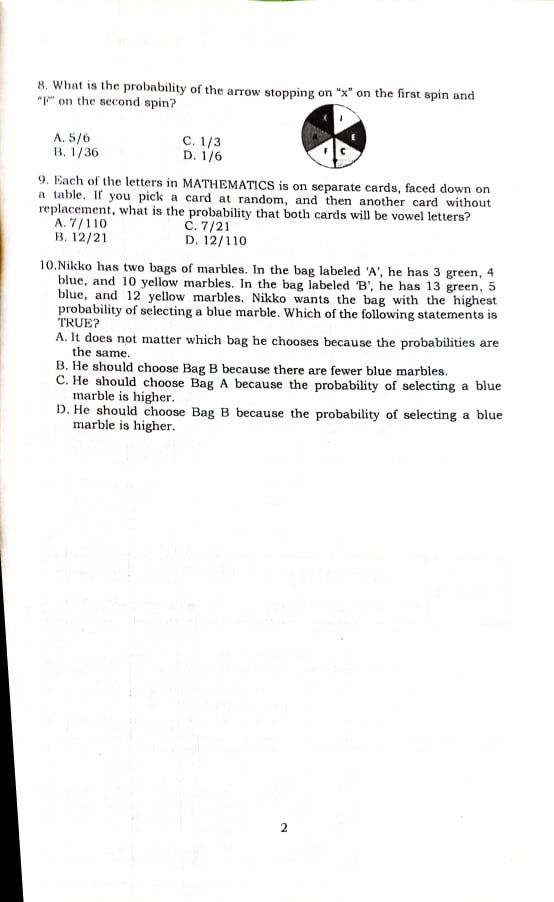 Directions: Read comprehensively the following situations and/ or questions. After which, answer