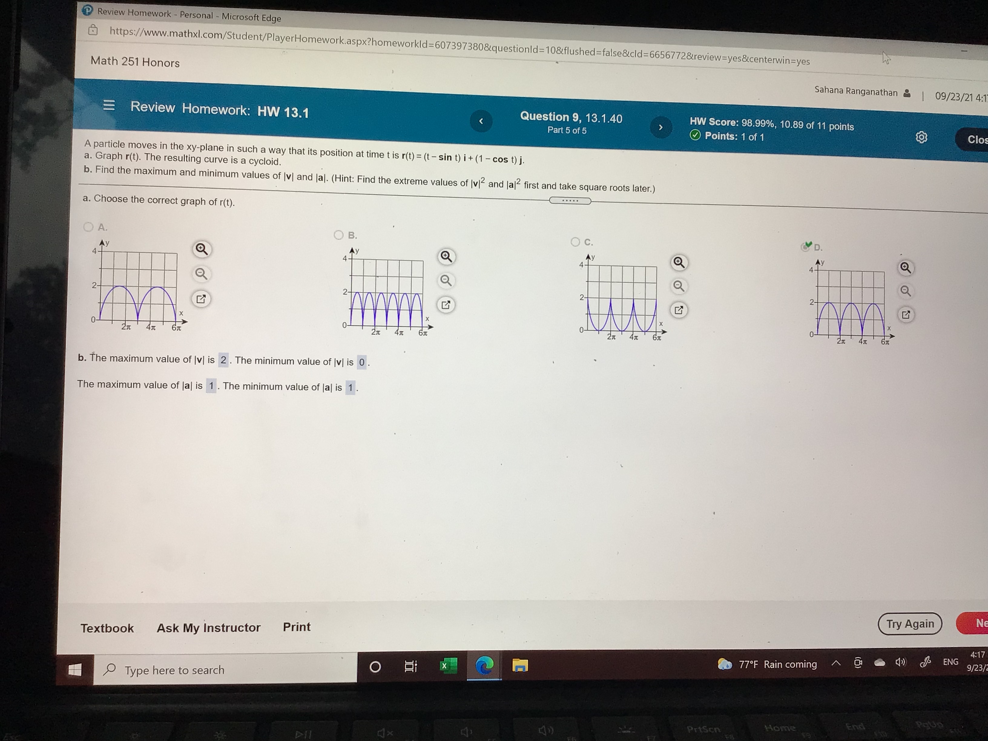 How do I do the calculation for part b, both the velocity