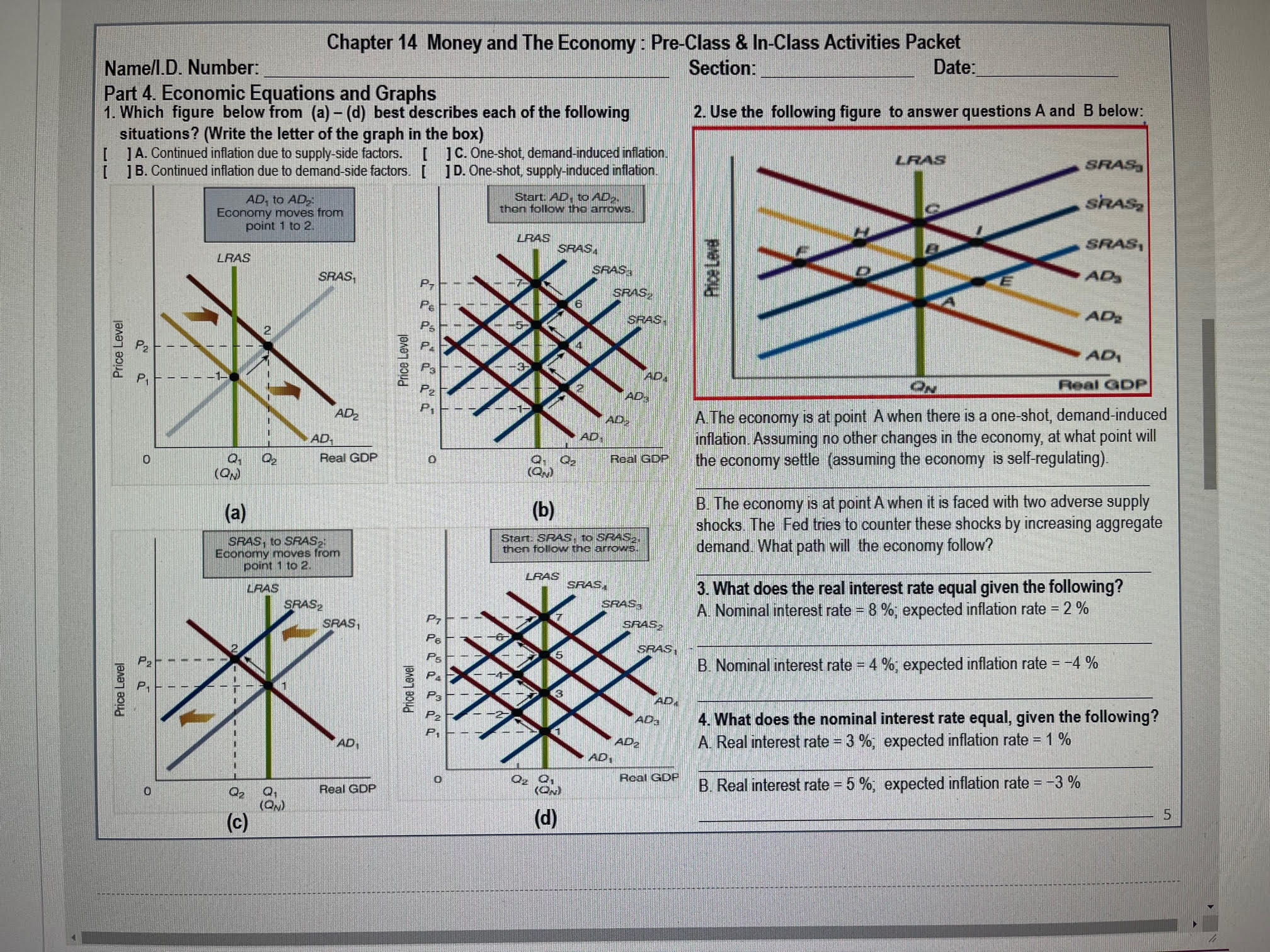 Chapter 14 Money and The Economy : Pre-Class & In-Class Activities
