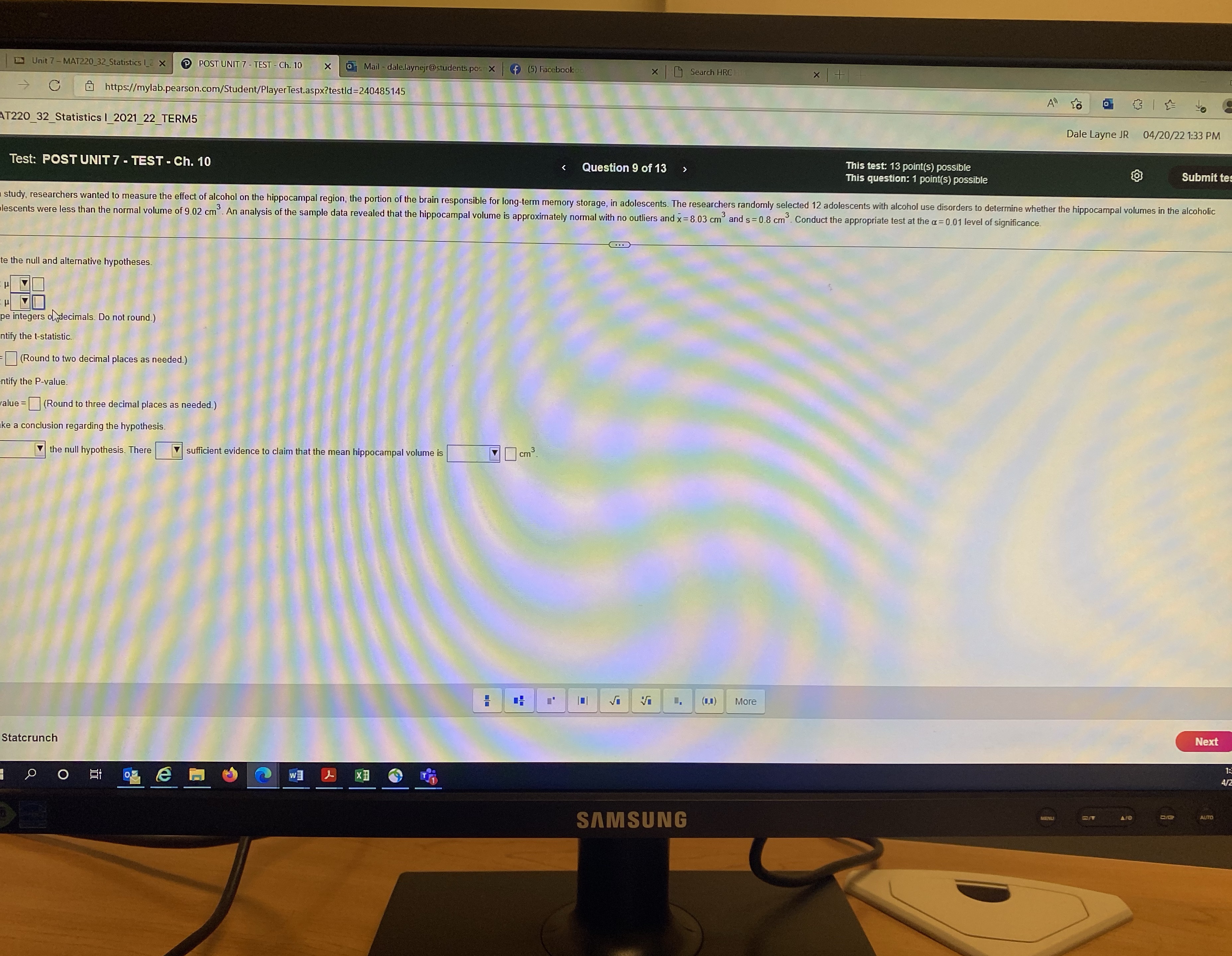  1 Unit 7 - MAT220_32_Statistics |_2 X POST UNIT 7 -