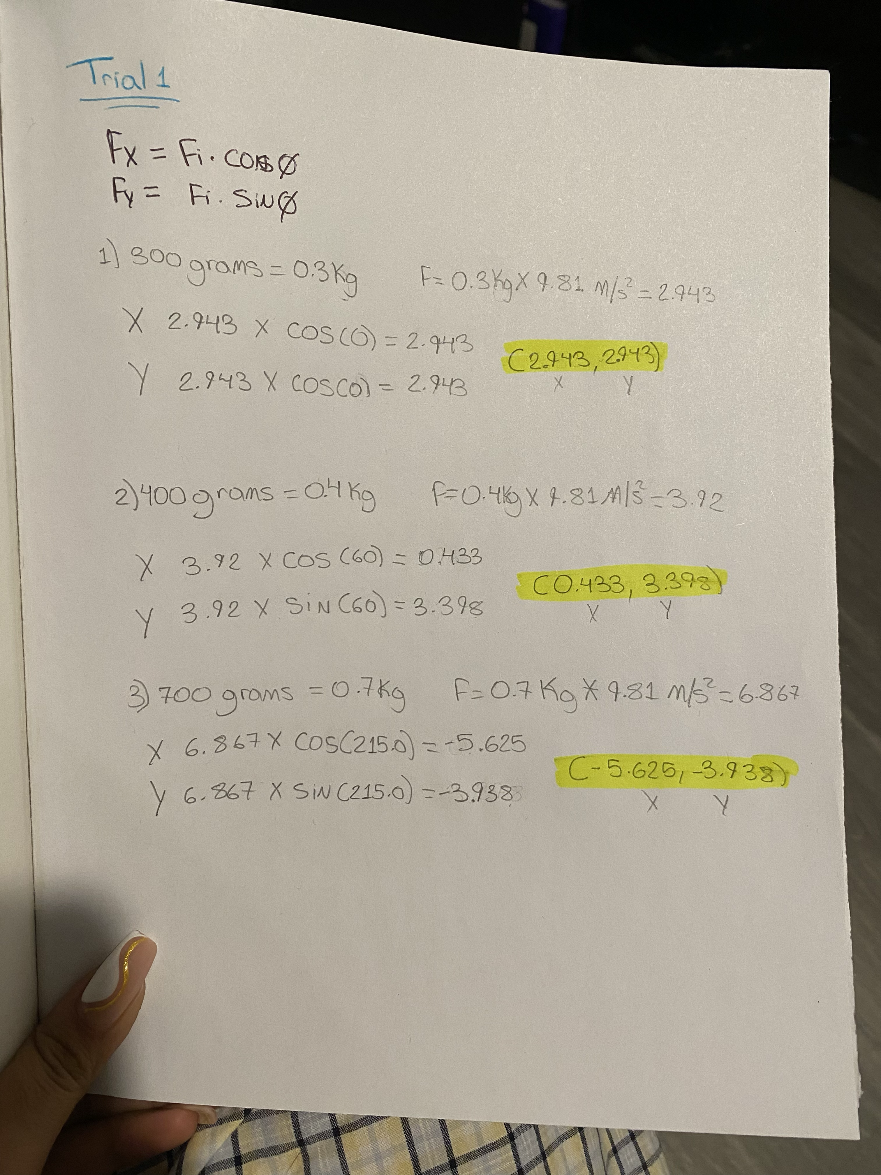 PHY 166: EXP.2Static EquilibriumCALCULATION AND ANALYSISI need you to do points 1