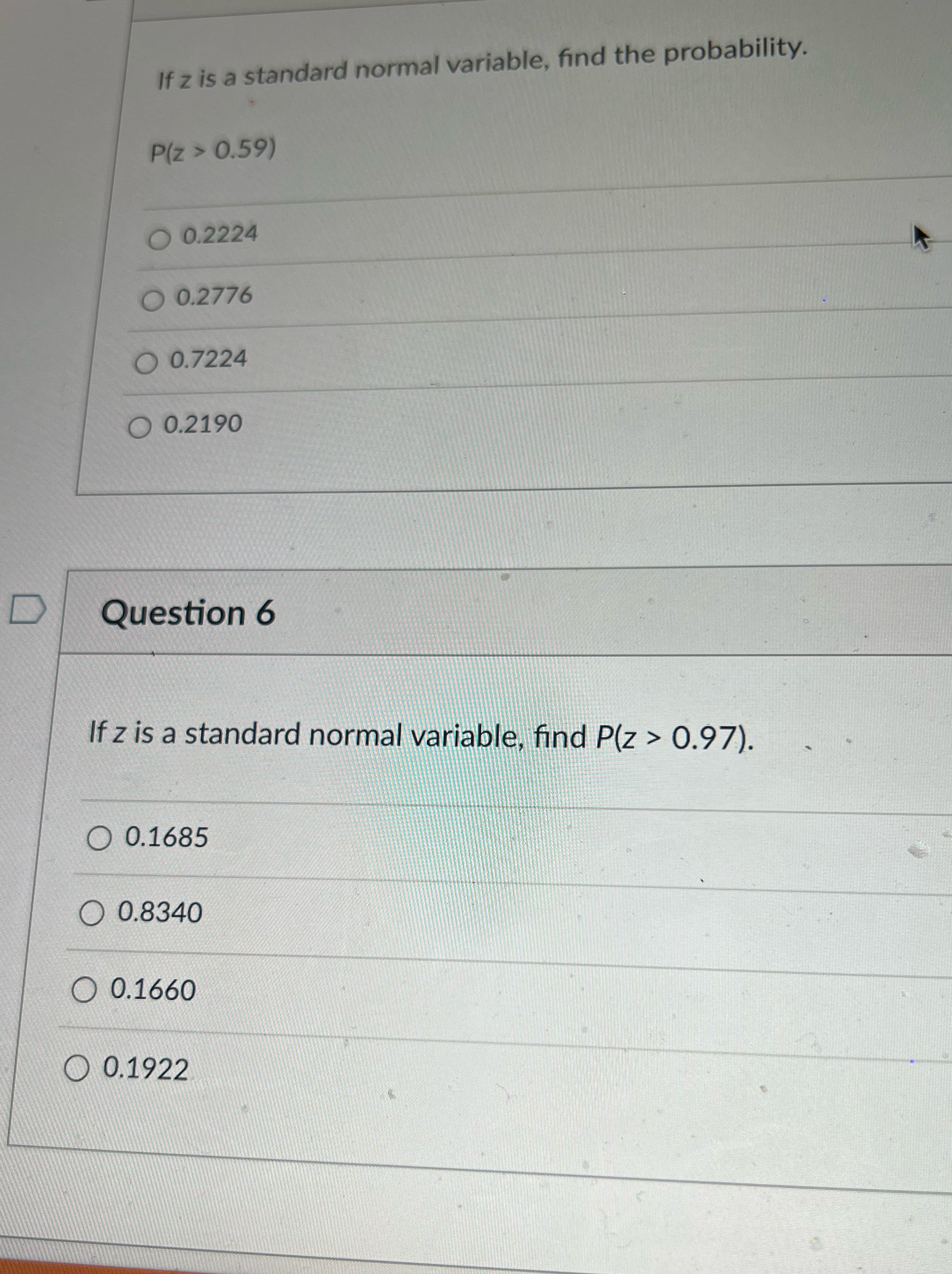 Explain please If z is a standard normal variable, find the probability.