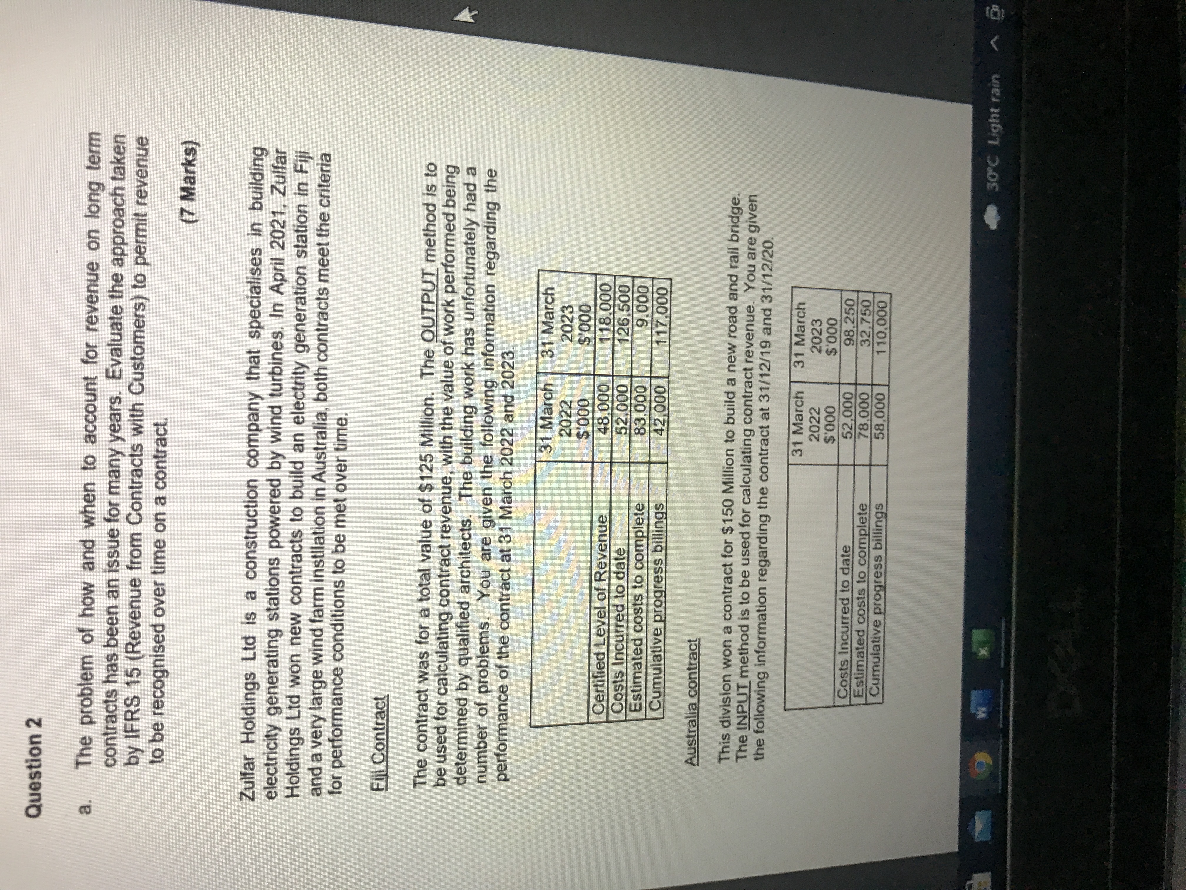  Question 2 a. The problem of how and when to account