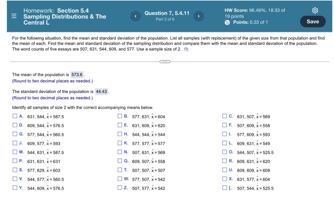 I'm having trouble with identifying the samples. Homework: Section 5.4 E Question