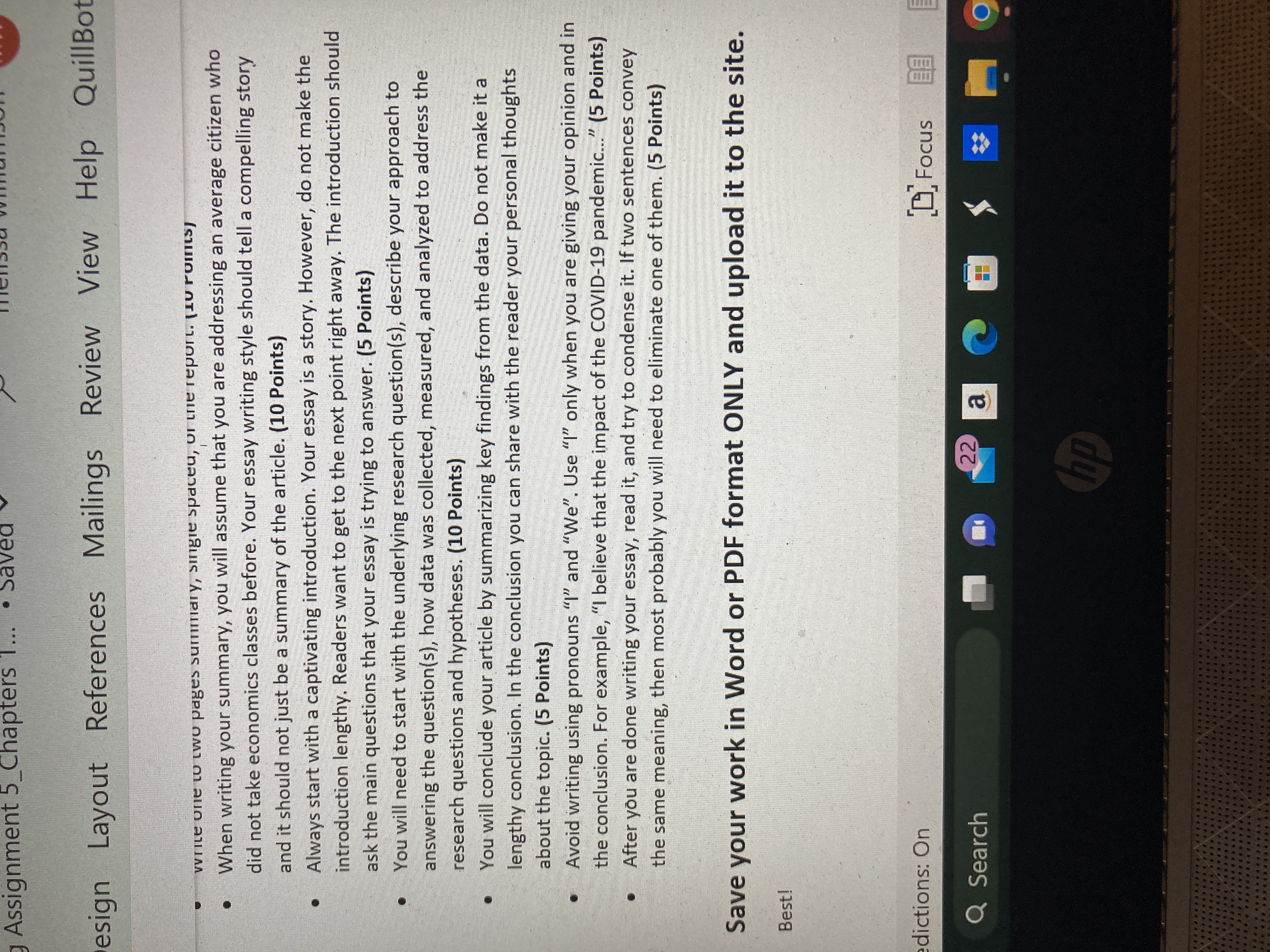 Layout References Mailings Review View Help QuillBot Final Writing Assignment-- Chapters 16_17_23