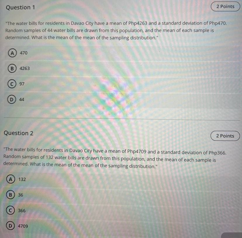 with detailed solution Question 1 2 Points "The water bills for residents