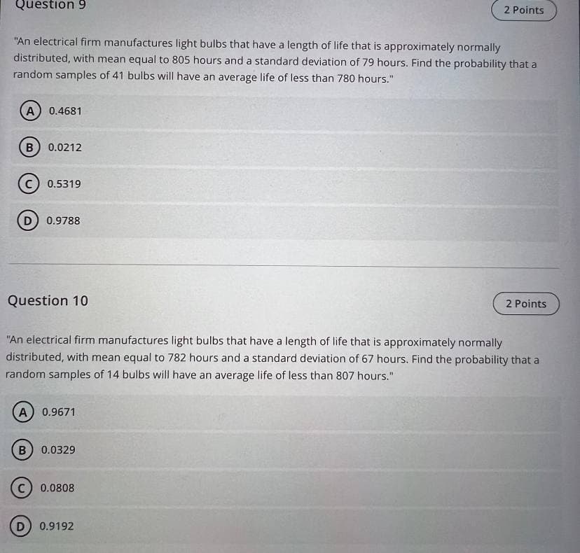 mean of the mean of the sampling distribution." 470 B 4263 C