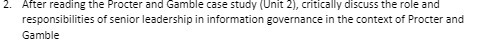  2. After reading the Procter and Gamble case study (Unit 2),