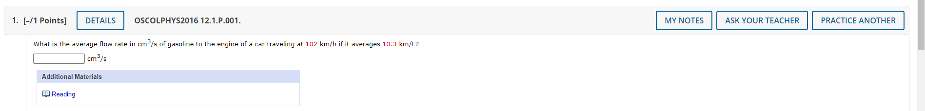  1. [-/1 Points] DETAILS OSCOLPHYS2016 12.1.P.001. MY NOTES ASK YOUR TEACHER