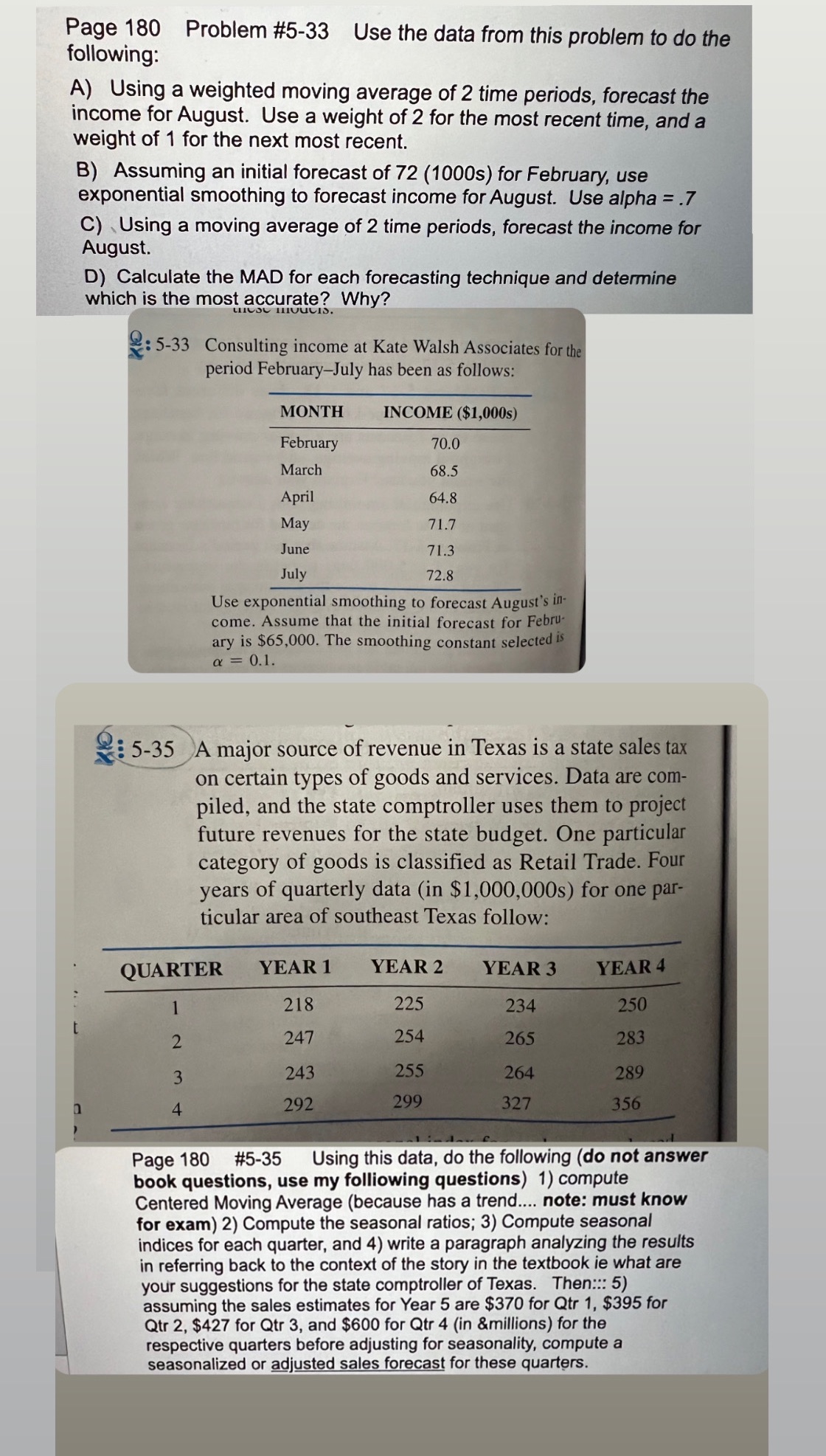 Please answer step by steps with excel Page 180 Problem #5-33 Use