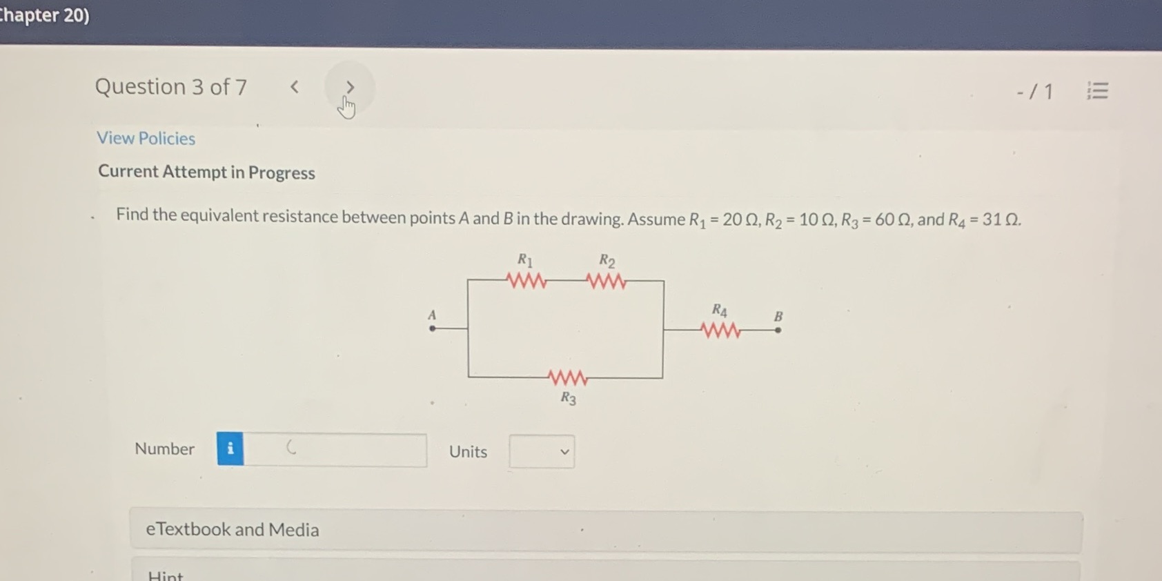 hapter 20) Question 3 of 7 View Policies Current Attempt in Progress