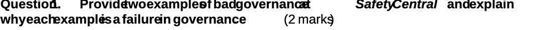 Questi0. prow -ddwoexampleet badgovernanc Sateocentral whyeaclexampls a failurdn governance (2 mark9 andexplajn